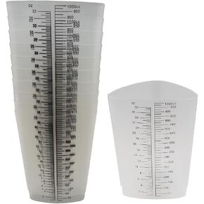 32 oz Graduated Plastic Triangular Container Three-Sided Beaker for Measuring and Mixing (10 Pack)