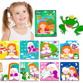 HBKJ Toddlers Art Craft Activity: Frog Prince Fun Foil DIY Toy Kit No Mess Creative Travel Supply Set Toys for Birthday Christmas Valentine Gift for Girl Boy Kids 3 4 5 6 7 8 9 Year Old