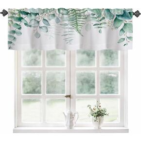 Curtain Valances for Windows,Yellow and Blue Abstract Flowers Semi Sheer Valance Curtains,Retro Dahlia Floral Window Valance Curtains,Short Rod Pocket Window Treatment for Kitchen Living Room 54"x18"