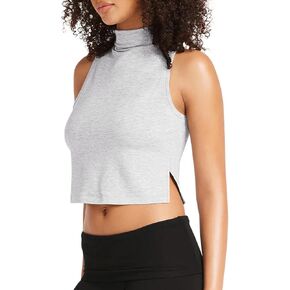 LASLULU Womens Workout Tank Tops Mock Turtleneck Loose Sleeveless Athletic Gym Tops Crop Tops Muscle Tank