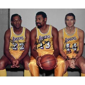 Ikonic Fotohaus Jerry West Wilt Chamberlain Elgin Baylor Signed Photo Autograph Print Wall Art Home Decor