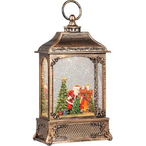 Christmas Snow Globes, Lighted Snow Globe Christmas with Santa Claus, Musical Snow Globe Lantern with Swirling Glitter, Christmas Decor (Snowman)