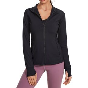 Lightbare Women’s Zip Up Athletic Jackets Lightweight Slim Fit with Pockets Thumb Holes for Workout Gym Running Yoga