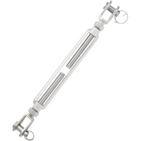 316 Stainless Steel Jaw and Jaw Turnbuckle, 12mm Threaded Diameter, 4000 lbs Working Load Limit, Durable, Weather Resistant for Wire Rope Cable
