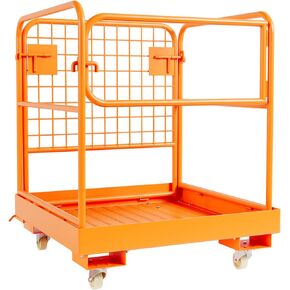 36" x 36" Forklift Safety Cage, Forklift Man Basket 1200 Lbs Capacity, Folding Forklift Work Platform with 4 Wheels, Collapsible Platform Lift Basket for Most Aerial Jobs in Kuwait