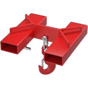 Forklift Lifting Hook Attachment, 6600 lbs Capacity, with Swivel Hook and 2 T-Bolts - Ideal for Converting Your Forklift into a Mobile Crane, Red