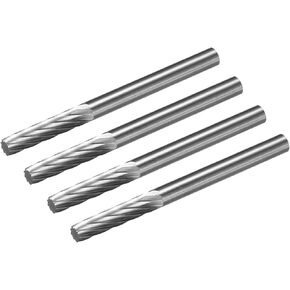 uxcell Tungsten Carbide Rotary Files 1/8" Shank, Single Cut Top Flat Cylinder Shape Rotary Burrs Tool 3mm Dia, for Die Grinder Drill Bit Alloy Steel Hard Metal Carving Polishing, 4pcs