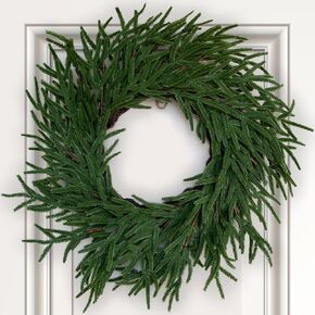12" Artificial Norfolk Pine Wreath - 12 Inch Realistic Christmas Wreath, Indoor Holiday Decor for All Year Round, Faux Christmas Wreaths for Front Door and Window