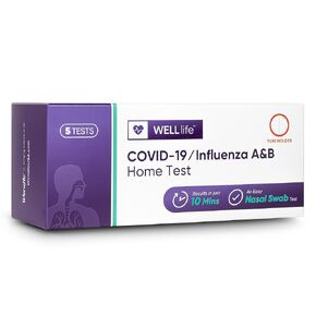 WELLlife COVID-19/Influenza A&B Home Test, Get Results for Flu A/B and COVID-19 in 10 Minutes,at Home Self Test with Non-invasive Nasal Swab, FDA EUA Authorized -[5 Tests]