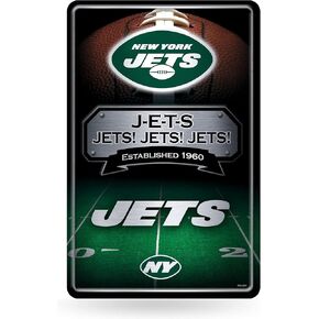 Rico Industries NFL New York Jets Large Metal Sign 11" x 17" Large Metal Home Décor Sign