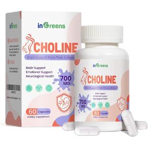 Prenatal Choline Supplement, 500mg, with Inositol, Bl, B6, Brain Development in Utero/Early Life, Increase The Choline Content in Breast Milk，30 Day Supply