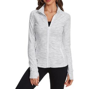 Lightbare Women’s Zip Up Athletic Jackets Lightweight Slim Fit with Pockets Thumb Holes for Workout Gym Running Yoga