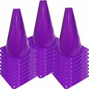 24 Pcs 7 Inch Plastic Traffic Cones, Basketball Football Drills, Skating, Sport Training Agility Markers, Indoor Outdoor Games, Purple