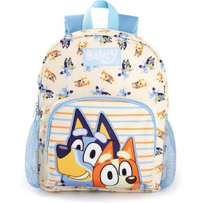 Bluey Kids Backpack with Bandit & Chilli Character in Beige | Childrens Mini Bag with Adjustable Straps and Mesh Pocket