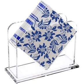 Acrylic Napkin Holder, Clear Lucite Plastic Paper Napkin Holder, Vertical Cocktail Beverage Napkin Holder for Dining Table, Kitchen, Bathroom, 1 Pack, Square