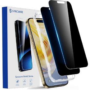 SYNCWIRE Privacy Screen Protector for iPhone 15 Pro Max [True 28° Anti Spy] [Easy Installation Frame] [9H Hardness] [Bubble Free] Private Tempered Glass Screen Protector for 15 Pro Max 6.7"- 2 Pack