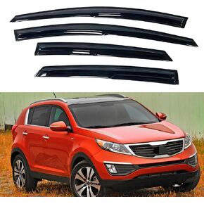 Window Visor Compatible with Kia Sportage 2011-2016, Rain Guard Tape-On Extra Durable Sun Wind Air Side Vent Window Deflector, 2011 2012 2013 2014 2015 2016