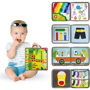 Busy Board Montessori Toys, Toddler Sensory Board with with Buckles Educational Activities for Learning Fine Motor Skill, Baby Quiet Book for Boys and Girls Toy Travel Gift
