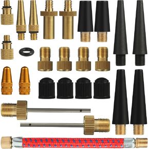 Bicycle Presta Schrader Valve Adaptor Tools, 25PCS Brass Bike Pump Adaptters,Ball Pump Needle, Balloon Inflatable Toys Nozzle Inflator Adapter, Air Pump Accessories for Standard Pump or Air Compressor