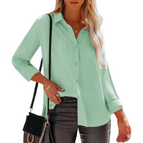 siliteelon Womens Button Down Shirts Dress Shirts Long Sleeve Wrinkle Free Collared Work Office Solid Blouses Tops
