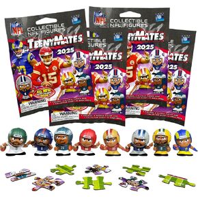 Teenymates Party Animal Series (13) 2024 NFL Figures Blind Bags Gift Set Party Bundle - 4 Pack - 8 Figures Total