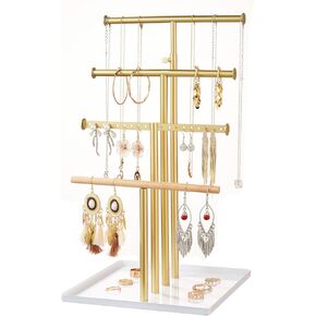 Jewelry Holder Necklace Organizer: Aesthetic Jewelery Display for Bracelet Hanger Stand And Earring Holders Gold