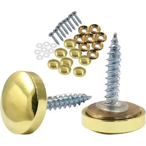 8 Pcs Mirror Screws 0.39"/10mm Decorative Cap Nails Pure Copper Advertising Screw Cap Decorative Mirror Nails Polished Gold