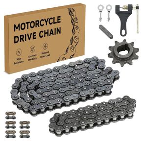420 Chain 42 and 90 Links Kits for Coleman Mini Bike BT200X CT200U CT200U-EX Baja Warrior Massimo MB200 MB165 196cc Predator 212cc 200cc 6.5hp Powersports Parts Red with Mini Bike Sprocket 10T