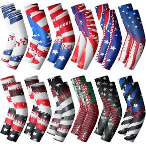 12 Pairs Baseball Arm Sleeve Youth Sports Elbow Compression Baseball Arm Sleeve Sun Protection Anti Slip Sleeve
