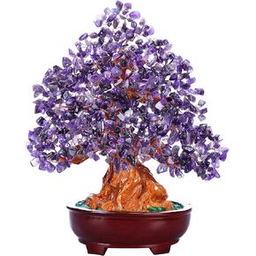 Top Plaza 7 Chakra Healing Crystal Money Tree 10 Inch Stone Bonsai Tree Feng Shui Good Luck Wealth Tree Decor Business Gift for Office Home Living Room