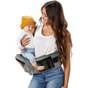 Tushbaby - حامل أطفال بمقعد الورك معتمد من حيث السلامة - حائز على جائزة اختيار الأم، يظهر على خزان القرش، حامل مريح وموسعات لحديثي الولادة والأطفال الصغار (حامل، معدني)