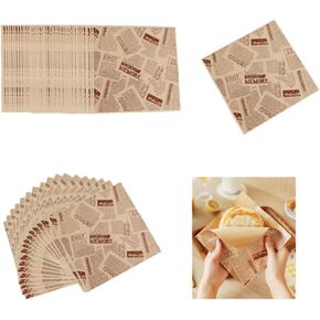 200pcs 7x7inch Hamburger Bags,Sandwich Bags,Brown Lunch Paper Bags，French Fry Bags Oil-proof Triangle Paper Bag,For Paper Lunch Bags Take Out Bags and Home Use (Brown, 7x7)