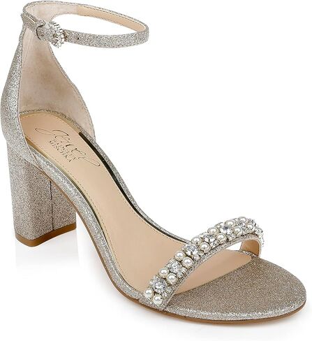Jewel Badgley Mischka Daylann Pearl and Crystal Block Heel Sandal in Saudi Arabia