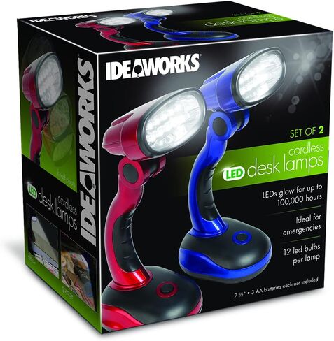Set of 2 LED Black Desk Reading Lamp and Portable Study Lamp with 12 Led Bulbs and Bright Study Lamp for Work Station Illumination & Emergency Situations and Battery Operated Reading Lights in Saudi Arabia