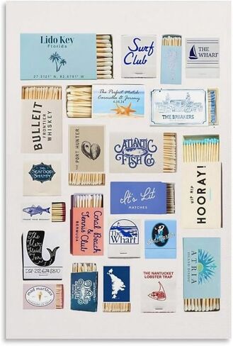 (Art-6) Retro Matchbook Wall Art Sea Aesthetic Print Trendy Collage Poster Funky Wall Decor Vintage Room Decor Aesthetic 12x18inch Unframed in Saudi Arabia