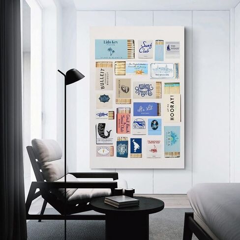 (Art-6) Retro Matchbook Wall Art Sea Aesthetic Print Trendy Collage Poster Funky Wall Decor Vintage Room Decor Aesthetic 12x18inch Unframed in Saudi Arabia