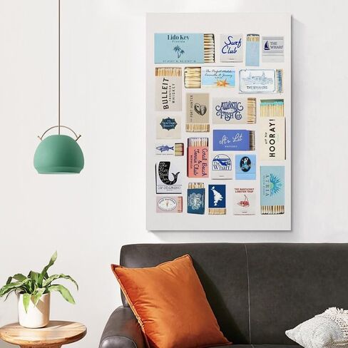 (Art-6) Retro Matchbook Wall Art Sea Aesthetic Print Trendy Collage Poster Funky Wall Decor Vintage Room Decor Aesthetic 12x18inch Unframed in Saudi Arabia