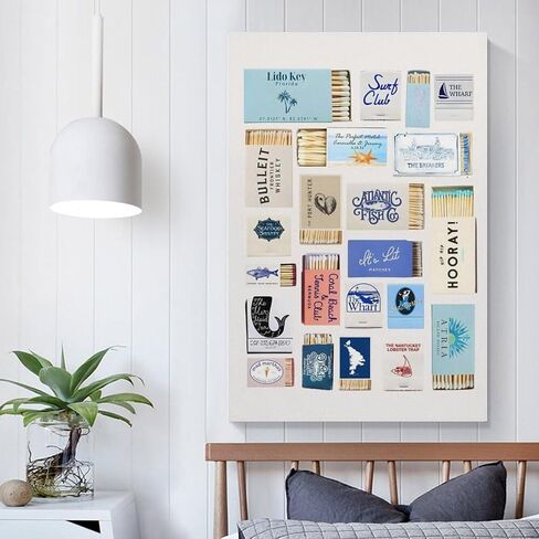 (Art-6) Retro Matchbook Wall Art Sea Aesthetic Print Trendy Collage Poster Funky Wall Decor Vintage Room Decor Aesthetic 12x18inch Unframed in Saudi Arabia