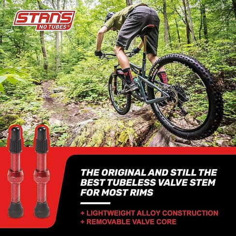 Stan's NoTubes Universal Tubeless Presta Valve Stem Pair, Aluminum Stems, 44mm, Blue in Saudi Arabia