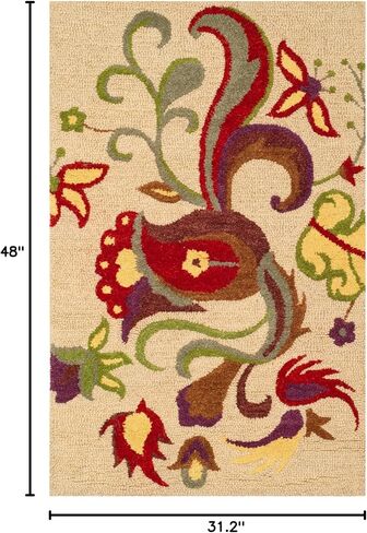 SAFAVIEH Blossom Collection 2'6" x 4' Rust / Multi BLM680B Handmade Premium Wool Accent Rug in Saudi Arabia
