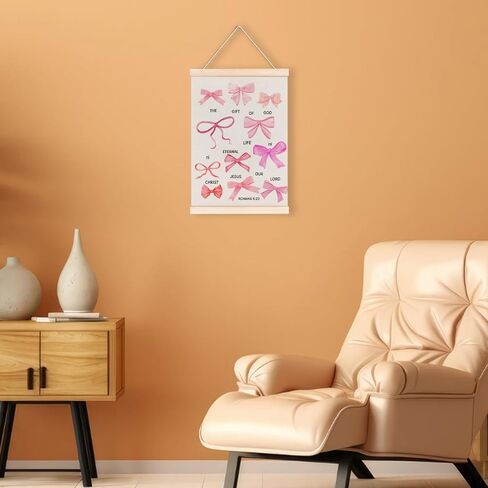 laveliabel Trendy Preppy Pink Bows Poster Hanger Frame, Coquette Wall Room Decor, Christian Banner Poster with Wood Hanger, Religious Bible Verse Wall Decor for Girls Room College Dorm, 12x16in in Saudi Arabia