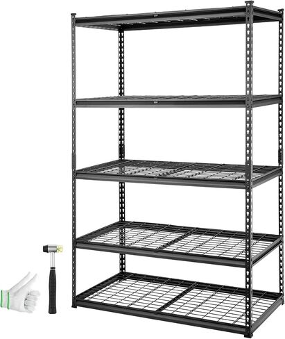 VEVOR Storage Shelving Unit, 5-Tier Adjustable Storage Shelves, 48" L x 24" W x 72" H Heavy Duty Garage Storage Shelves, Metal Shelves for Kitchen Pantry Basement Bathroom Laundry in Saudi Arabia