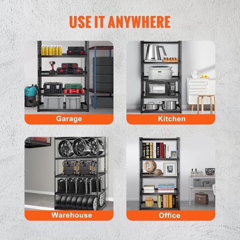 VEVOR Storage Shelving Unit, 5-Tier Adjustable Storage Shelves, 48" L x 24" W x 72" H Heavy Duty Garage Storage Shelves, Metal Shelves for Kitchen Pantry Basement Bathroom Laundry in Saudi Arabia