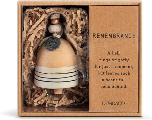 Demdaco Remembrance Gold Tone 2.5 inch Stoneware and Wood Mini Inspired Bell in Saudi Arabia