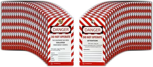 Lockout Tagout Tags | Durable, Weather-Resistant PVC | Safety Compliance, Customizable, Reusable | 7.5 x 0.05 x 14 cm | OSHA Compliant Loto Safety Tags (100) in Saudi Arabia