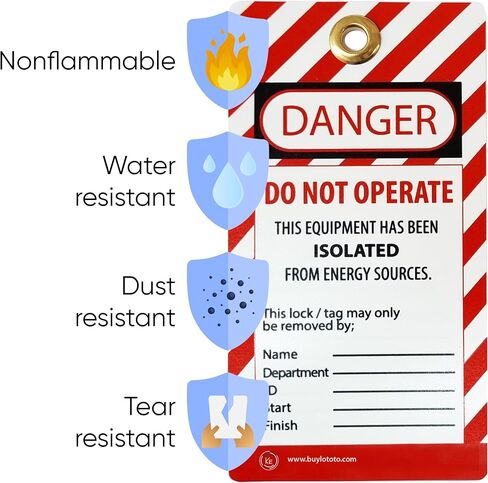 Lockout Tagout Tags | Durable, Weather-Resistant PVC | Safety Compliance, Customizable, Reusable | 7.5 x 0.05 x 14 cm | OSHA Compliant Loto Safety Tags (100) in Saudi Arabia