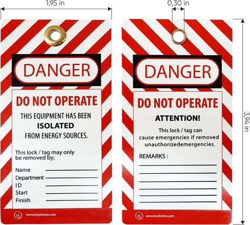 Lockout Tagout Tags | Durable, Weather-Resistant PVC | Safety Compliance, Customizable, Reusable | 7.5 x 0.05 x 14 cm | OSHA Compliant Loto Safety Tags (100) in Saudi Arabia