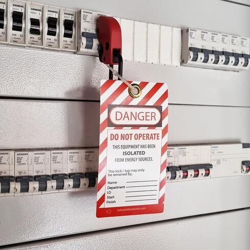 Lockout Tagout Tags | Durable, Weather-Resistant PVC | Safety Compliance, Customizable, Reusable | 7.5 x 0.05 x 14 cm | OSHA Compliant Loto Safety Tags (100) in Saudi Arabia