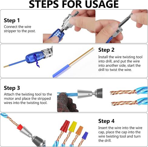 Wire Stripper for Drill, 2024 Electric Wire Stripping and Twisting Tool, Portable Professional Electrician Tool Set Drill Wire Stripper Cutter Tool for Power Drill, Cable Quick Stripping and Connector in Saudi Arabia