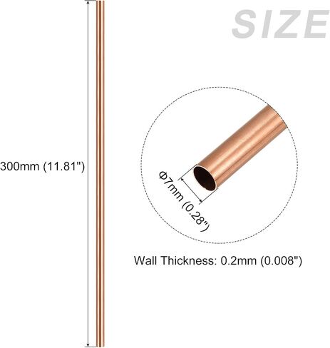 METALLIXITY Copper Tube (7mm OD x 0.2mm Wall T x 300mm L) 2Pcs, Straight Tubing - for Home Furnishing, Machinery, DIY Handicraft in Saudi Arabia